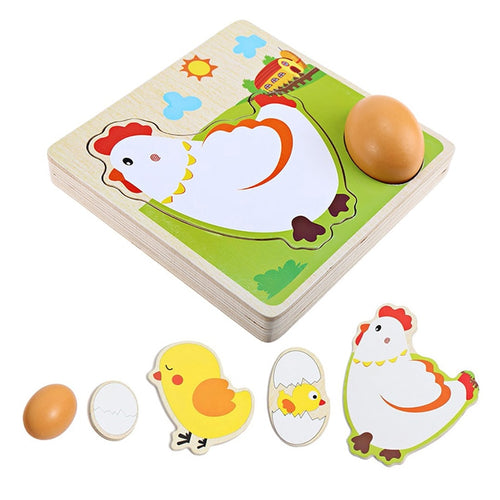 Multi Layer Chicken  Eggs Growing Up Wooden Puzzles