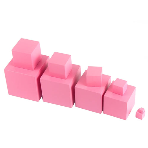 Pink Tower Solid Wood Cubes Toy 0.7-7CM