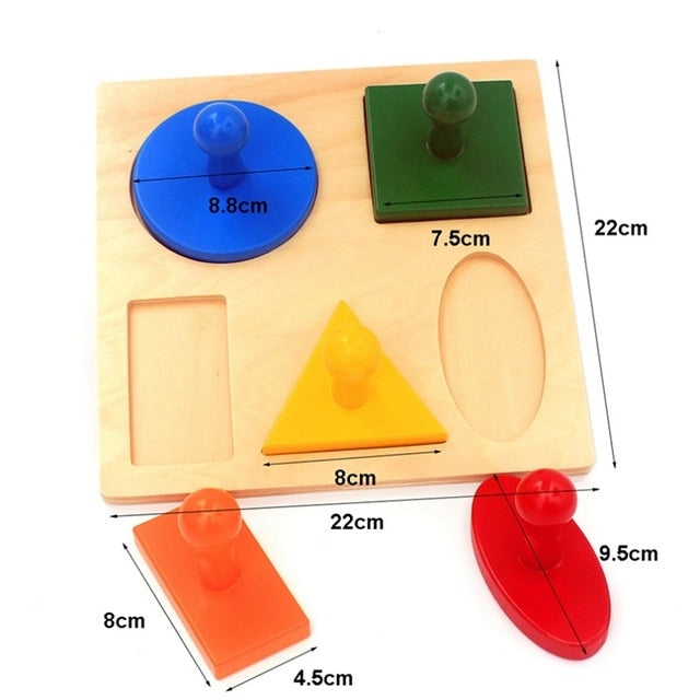 Solide Wood Five Types of Geometric Shapes Toy