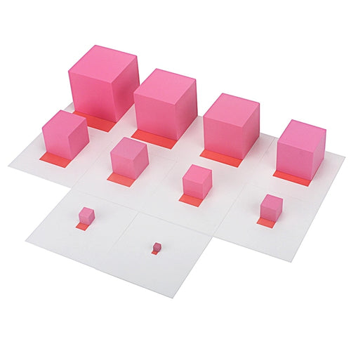 Pink Tower with 10Pcs Stand Cards 0.7-7CM Montessori Materials