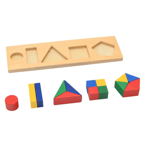 5 Geometric Assembling Blocks Board